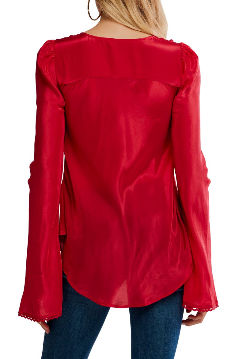 Bali Bell Sleeve Tie Front Top, Alternate, color, SALSA