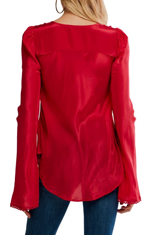 Free People Bali Bell Sleeve Tie Front Top In Red