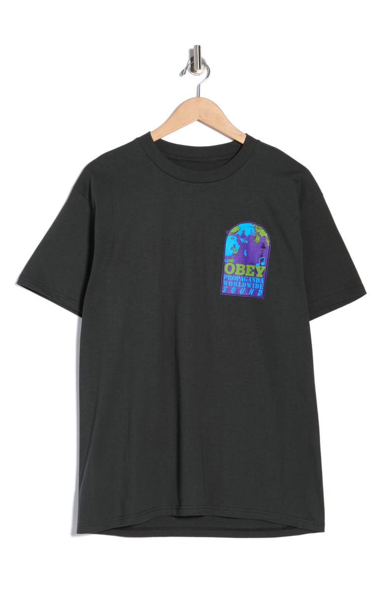 Obey Worldwide Sound Graphic T-Shirt, Main, color, Vintage Black