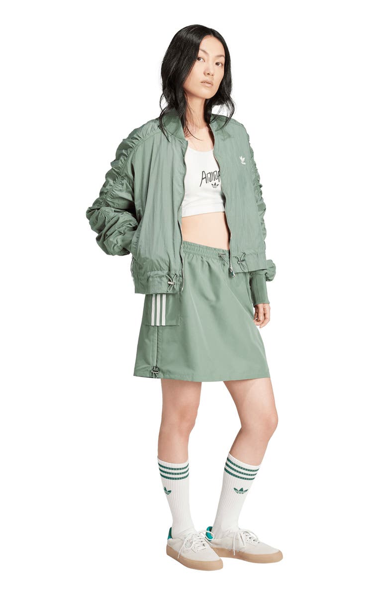 adidas Originals Oversize Ruched Sleeve Bomber Jacket, Alternate, color, 