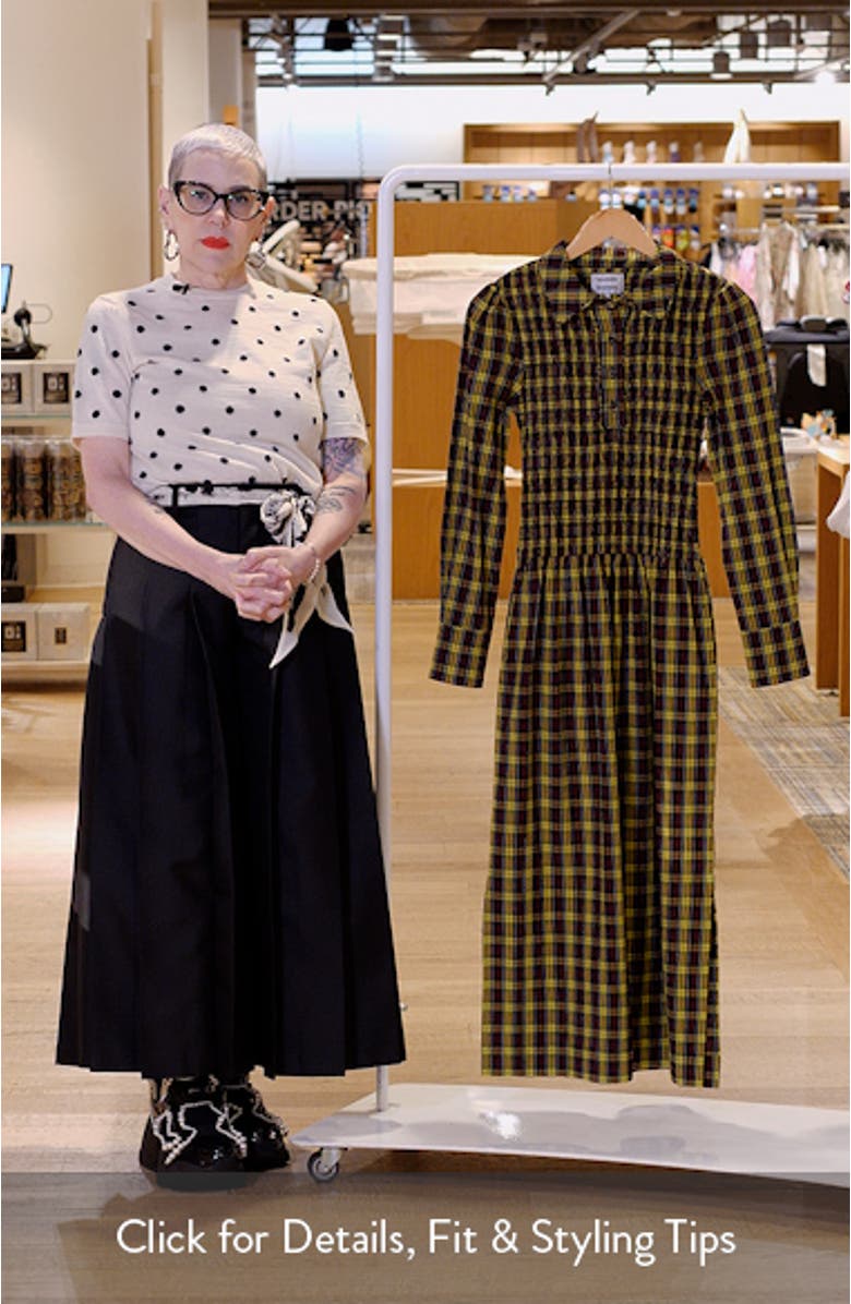 Hazel Plaid Long Sleeve Organic Cotton Dress, sales video thumbnail