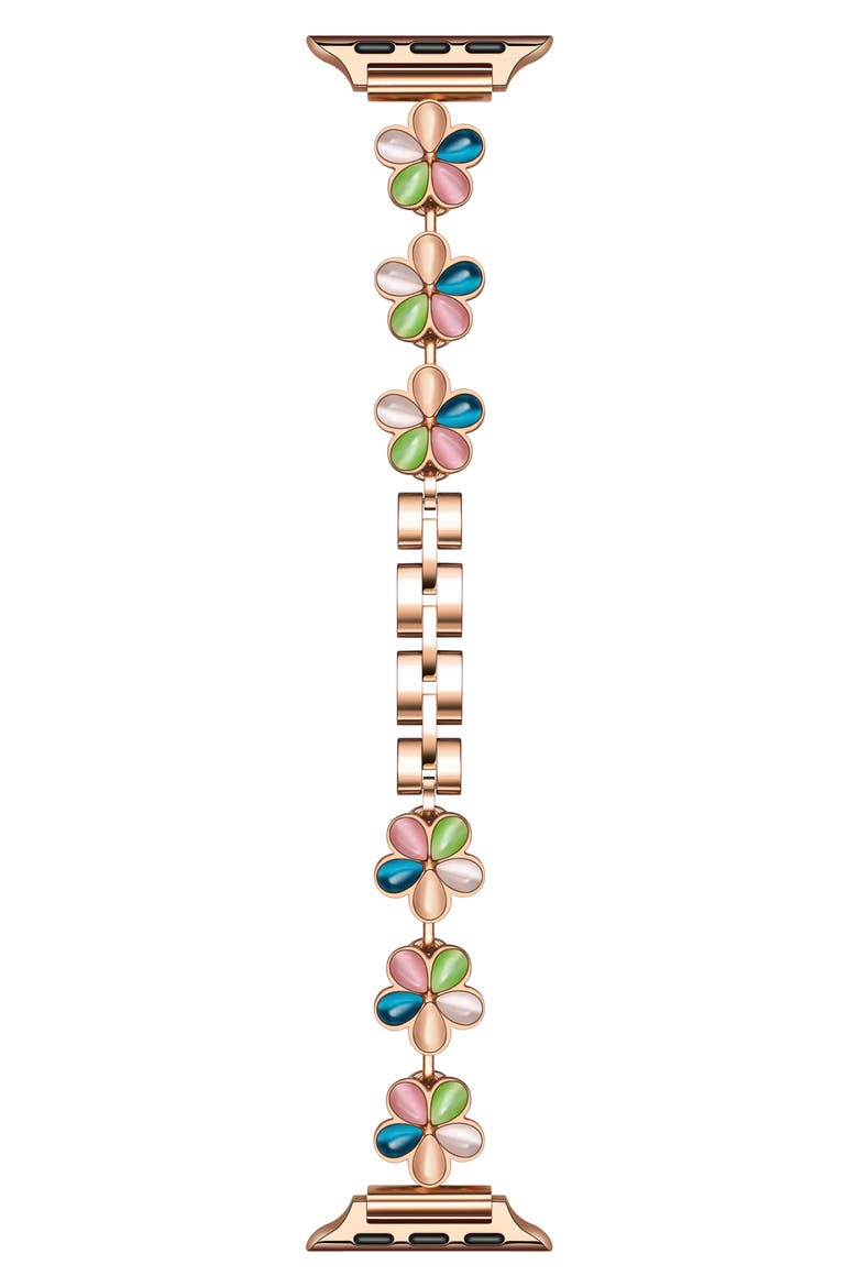 June Flower Bracelet Apple Watch® Watchband, Main, color, ROSE GOLD MULTI