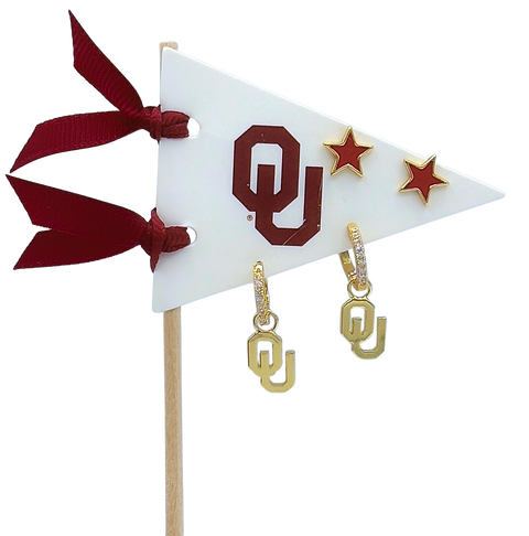 University Of Oklahoma Pennant Pair Earring Set