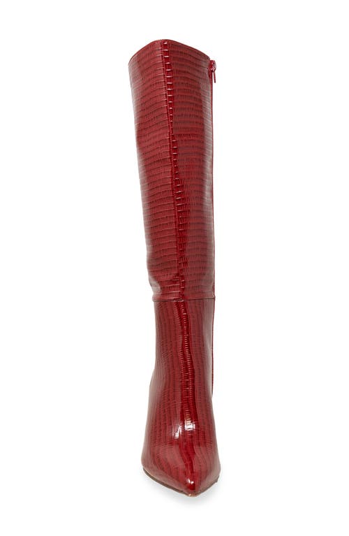 Chase & Chloe Chase And Chloe Croc Embossed Knee High Boot In Red