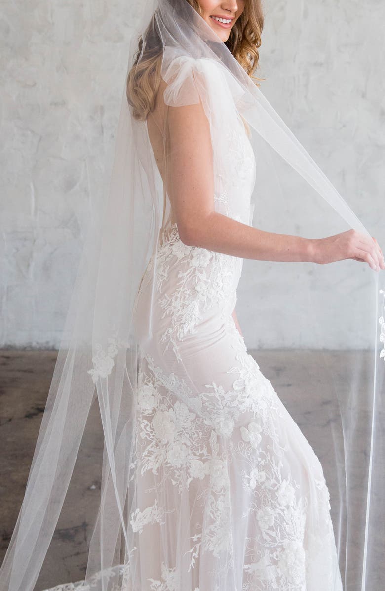 Brides & Hairpins Clarice Scattered Lace Edge Cathedral Veil, Alternate, color, Ivory