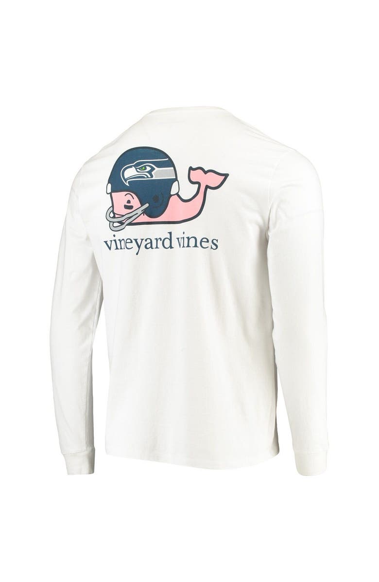vineyard vines Men's Vineyard Vines White Seattle Seahawks Whale Helmet Long Sleeve T-Shirt, Alternate, color, White
