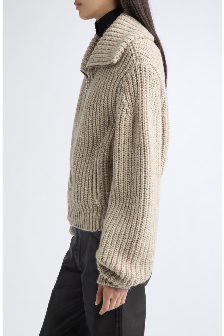 Zipped Alpaca & Yak Hair Cardigan, Alternate, color, BEIGE / OAT