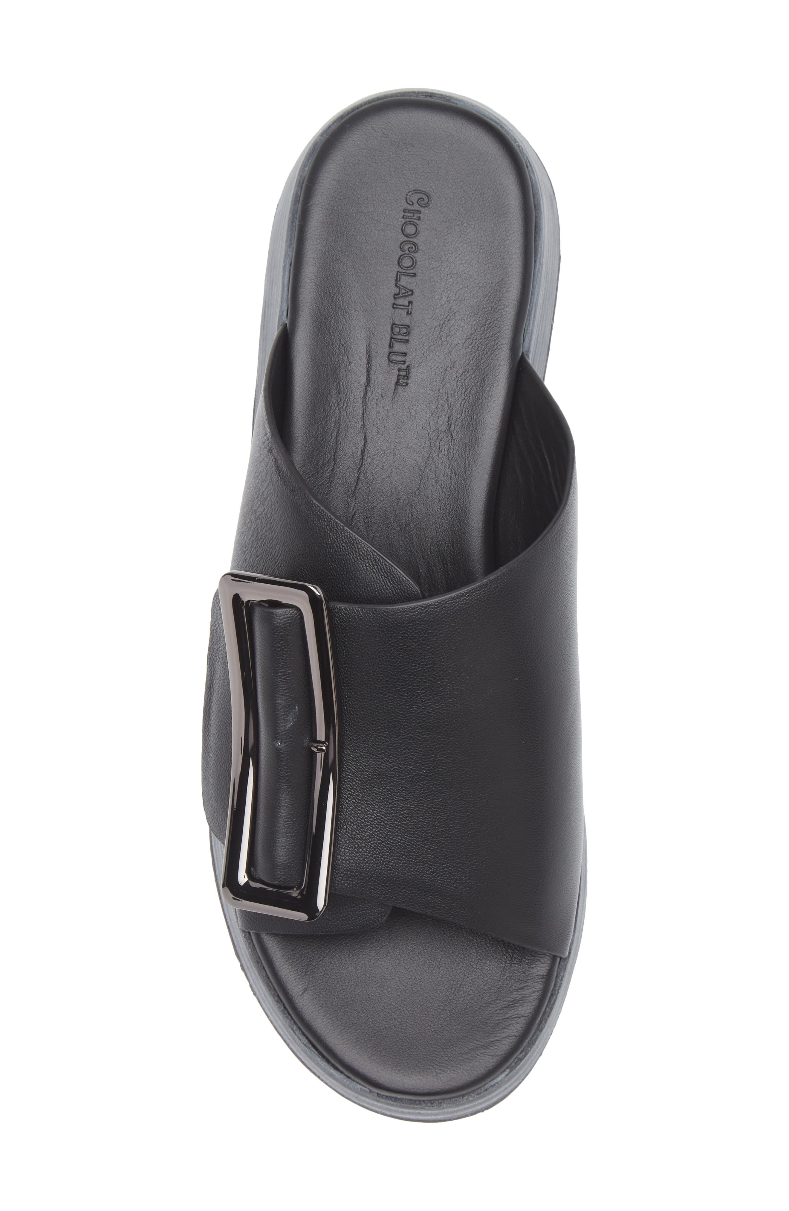 Chocolat Blu Ela Platform Wedge Slide Sandal, Alternate, color, Black Leather