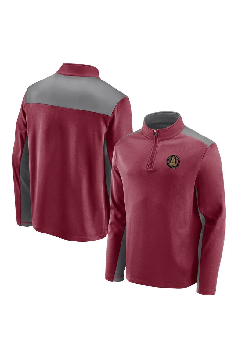 Men's Fanatics Branded Red Atlanta United FC Primary Logo 1/4-Zip Fleece Jacket, Main, color, Red
