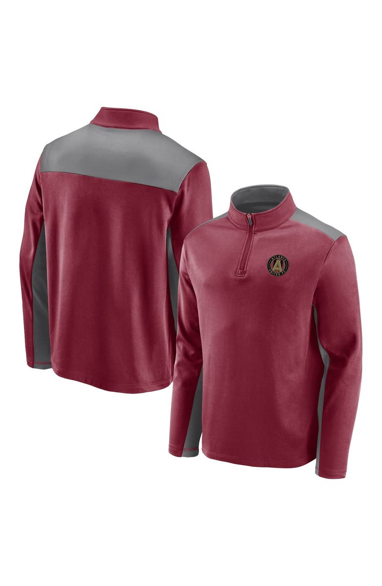 FANATICS Men's Fanatics Branded Red Atlanta United FC Primary Logo 1/4-Zip Fleece Jacket, Main, color,
