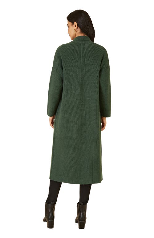Yumi Knitted Maxi Cardigan With Pockets In Green
