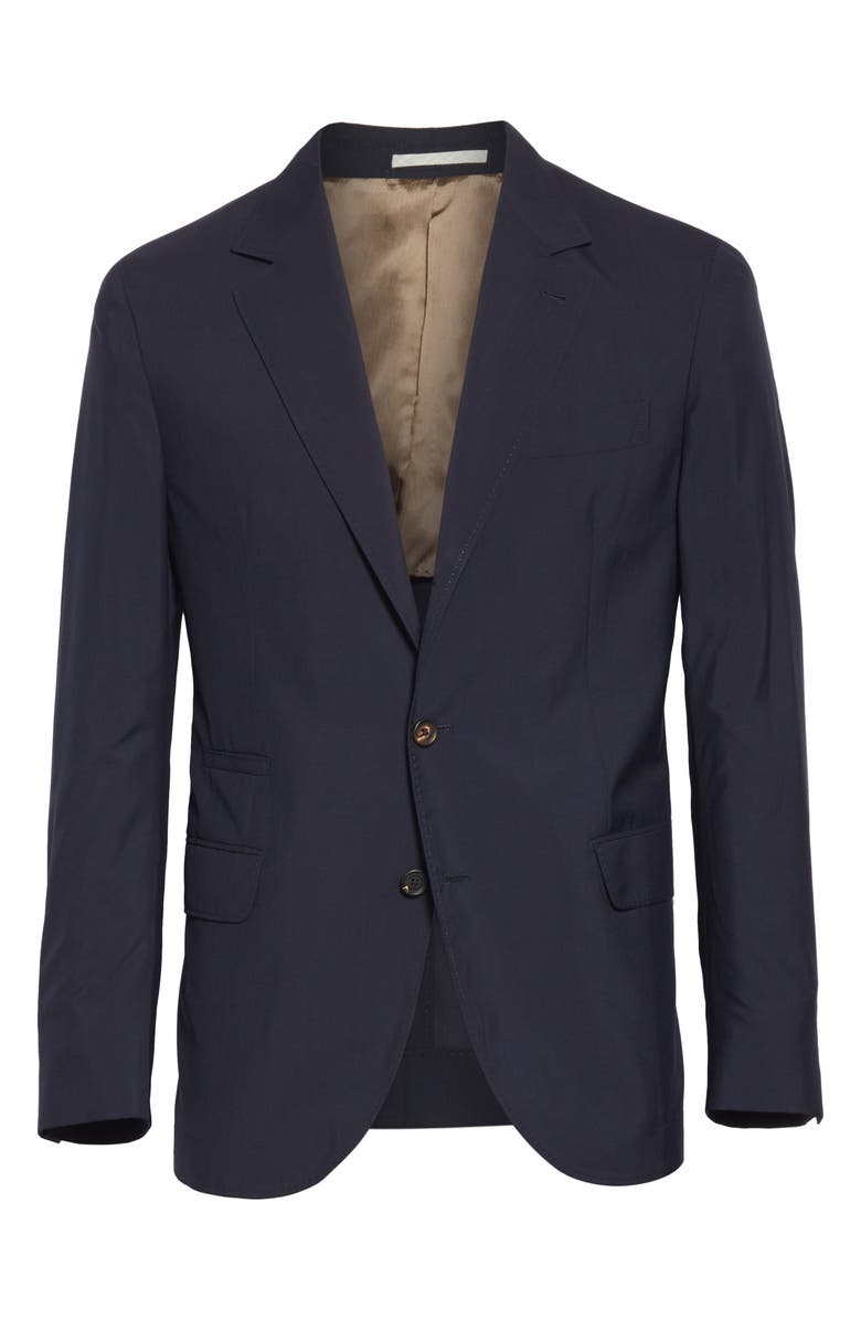 Brunello Cucinelli Trim Fit Solid Wool & Silk Travel Blazer, Alternate, color,