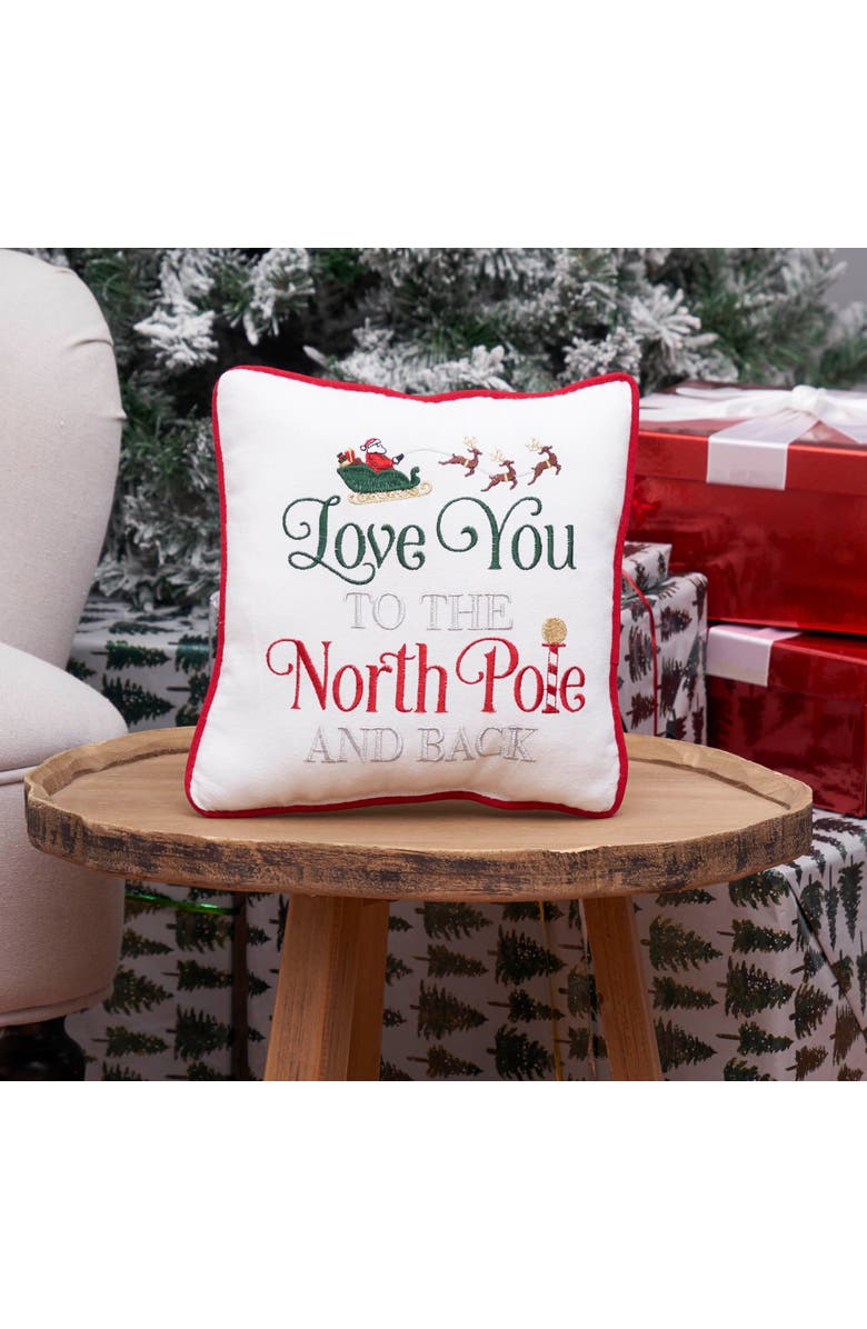 C&F Home To The North Pole & Back Christmas Pillow, Alternate, color, Red