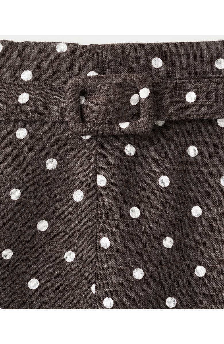 MANGO Belted Polka Dot Linen Blend A-Line Midi Skirt, Alternate, color, 