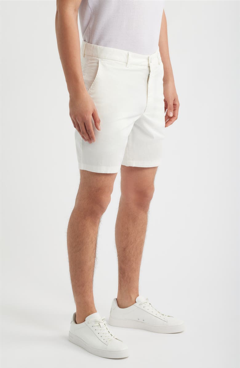 BOSS Kane Flat Front Stretch Cotton Chino Shorts, Alternate, color, White