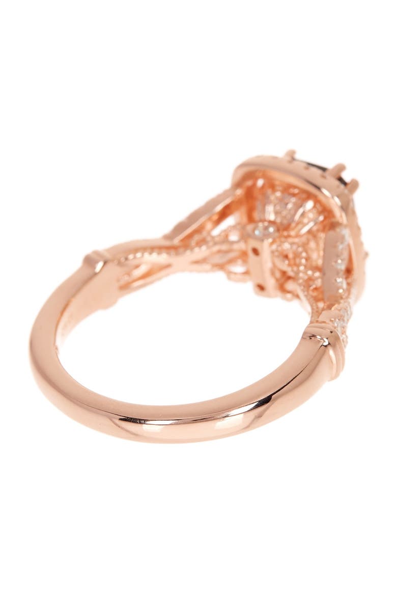 Rose Gold Plated Sterling Silver Brown Chocolate & White CZ Engagement Ring, Alternate, color, BROWN