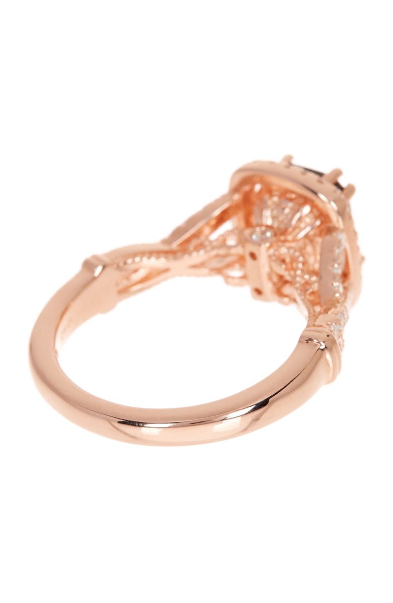 SUZY LEVIAN Rose Gold Plated Sterling Silver Brown Chocolate & White CZ Engagement Ring, Alternate, color, 