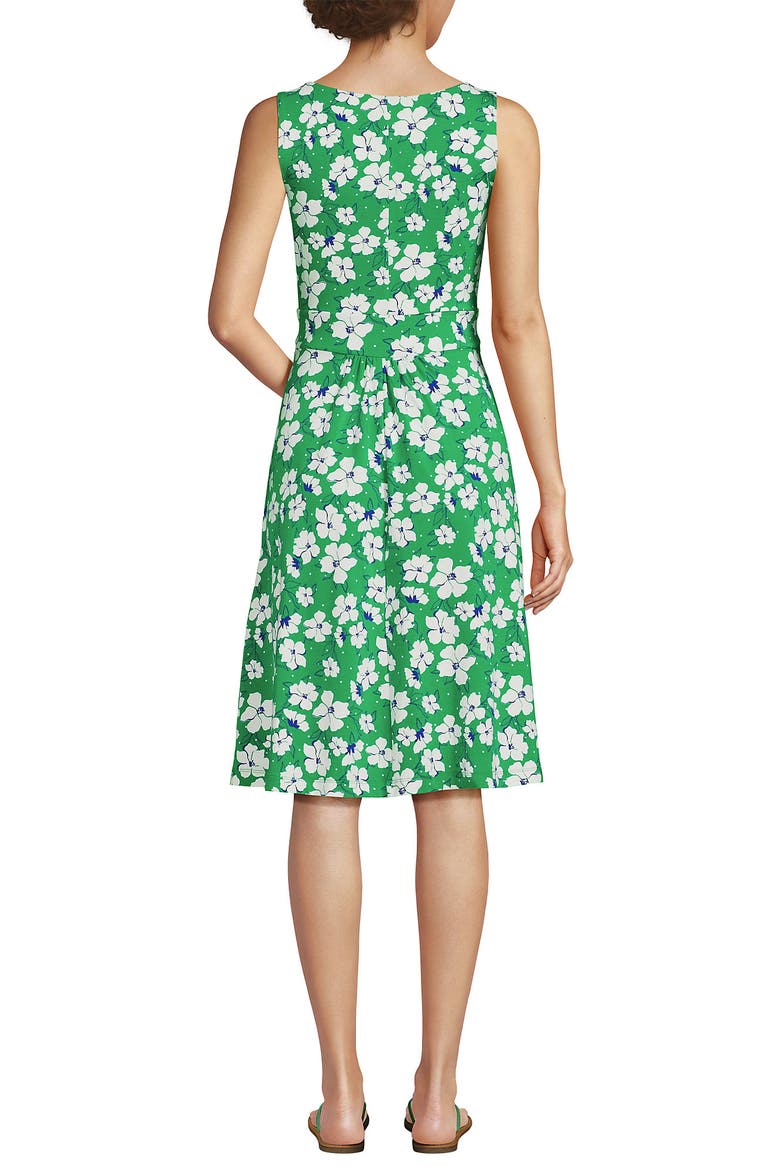 Cotton Modal Pleated Fit and Flare Dress, Alternate, color, Vibrant Clover Floral