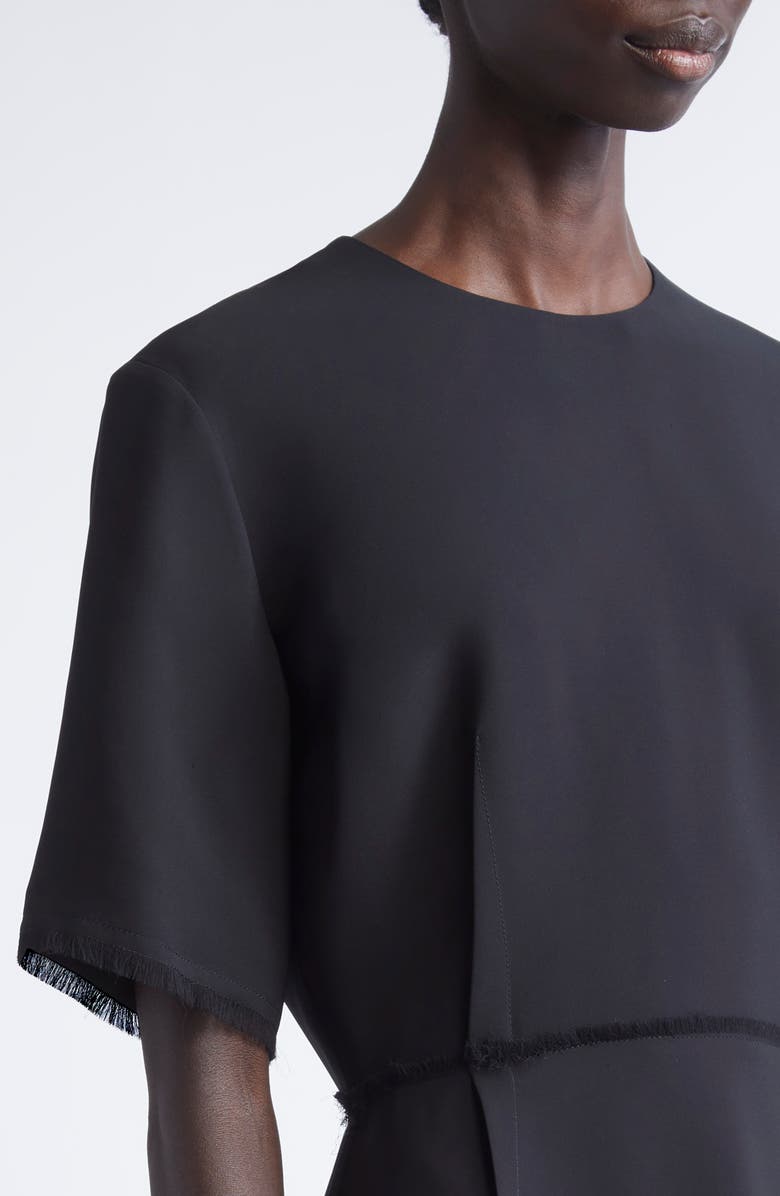 FFORME Brooke Fringe Trim Silk T-Shirt Dress, Alternate, color, Black