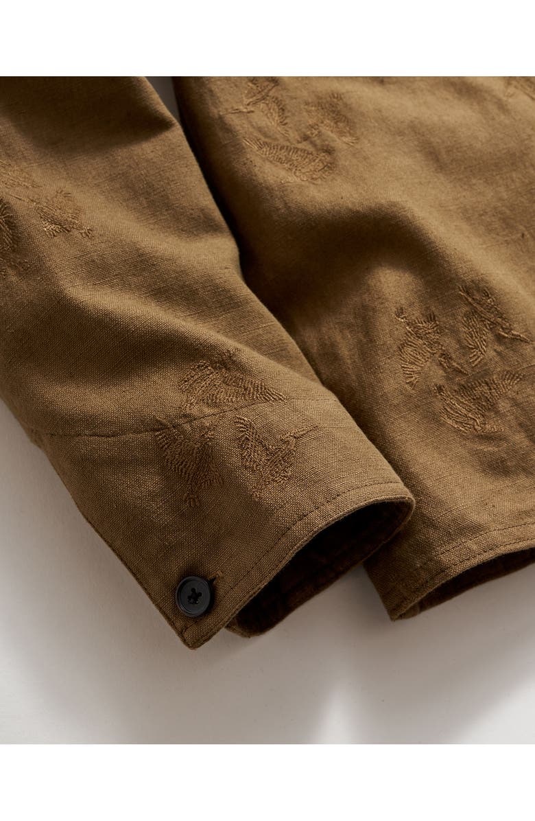 Billy Reid Pelican Gulf Embroidered Long Sleeve Linen & Cotton Camp Shirt, Alternate, color,