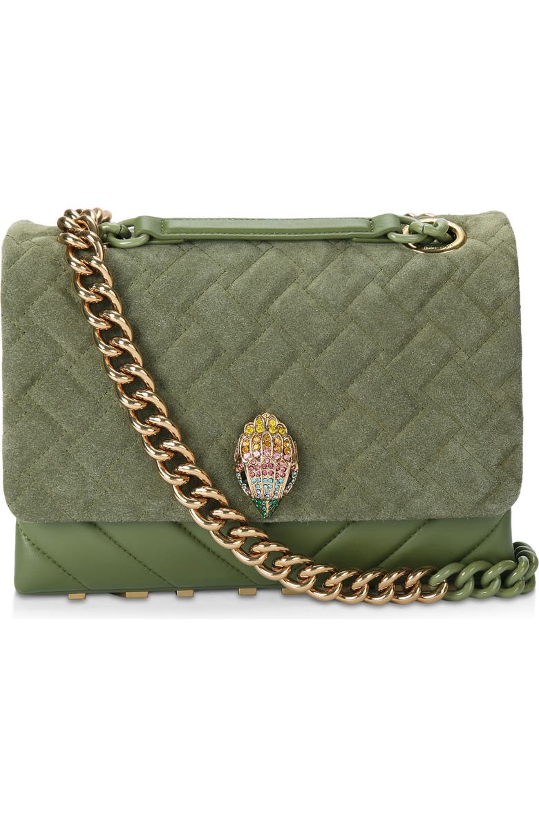 Kurt Geiger London Large Kensington Quilted Suede & Leather Shoulder Bag, Main, color,
