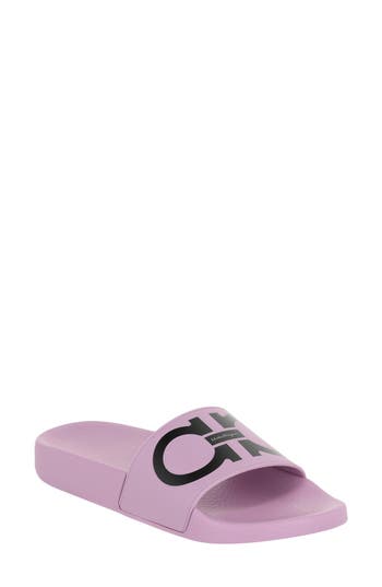 Ferragamo Gancini-print Pool Slides In Pink