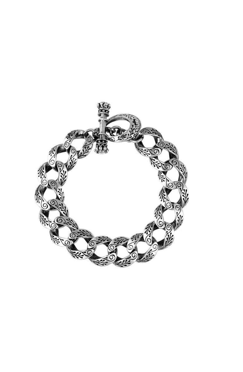 King Baby Studio Small Carved Link Bracelet, Main, color, Silver