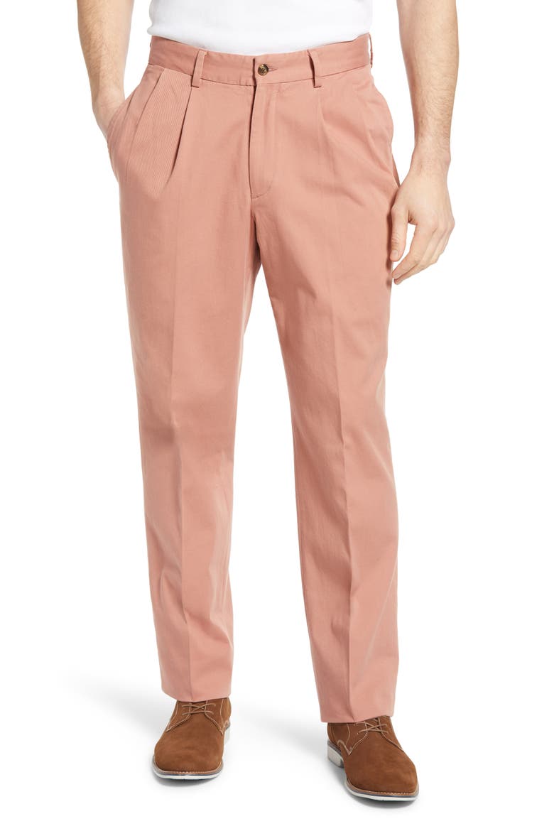 Charleston Khakis Pleated Chino Pants, Main, color, CHARLESTON BRICK