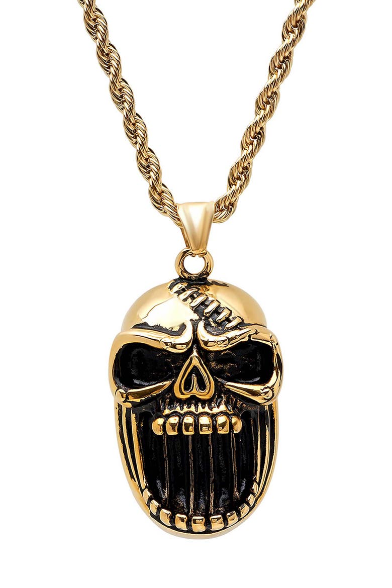 Skull Pendant Necklace, Main, color, GOLD