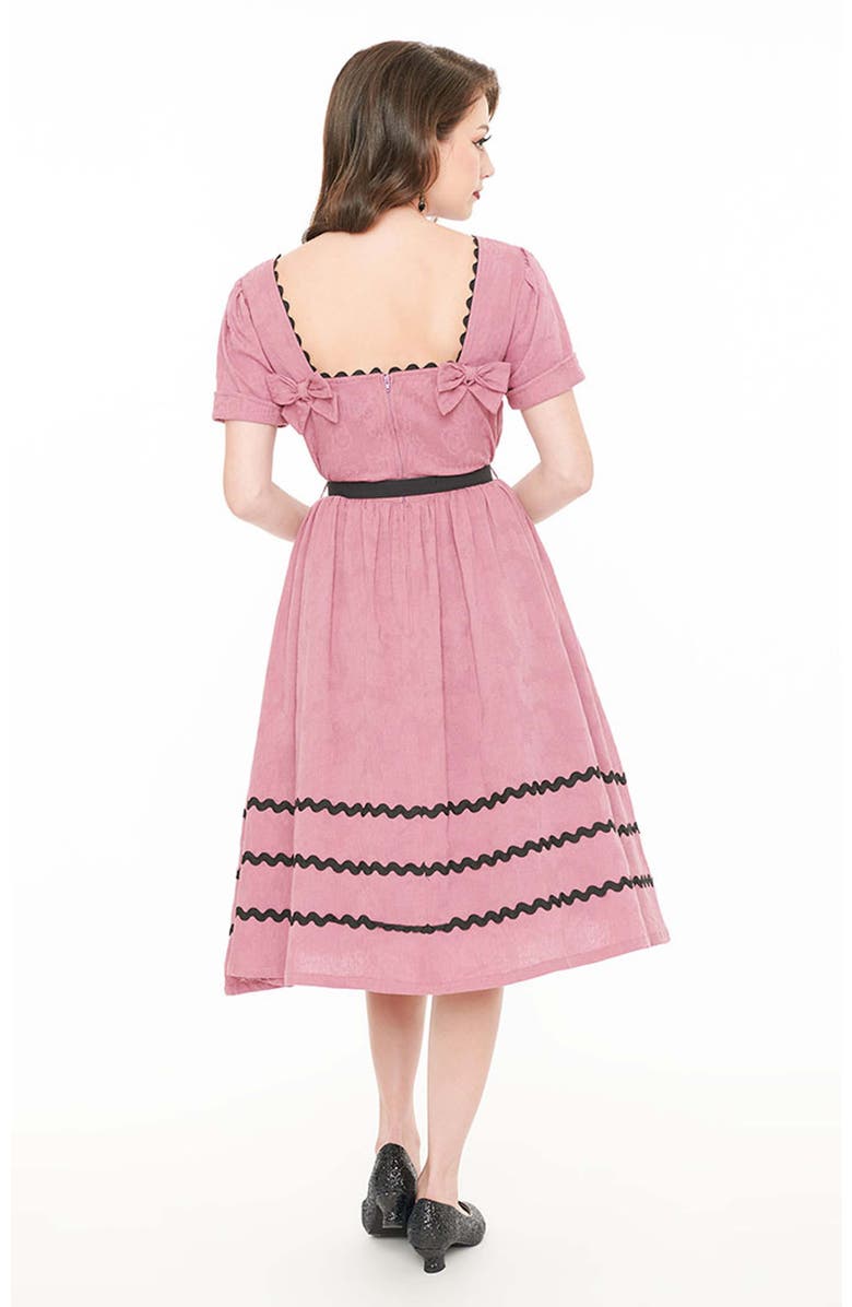 Unique Vintage Boatneck Ricrac Swing Dress, Alternate, color, Light Berry Pink
