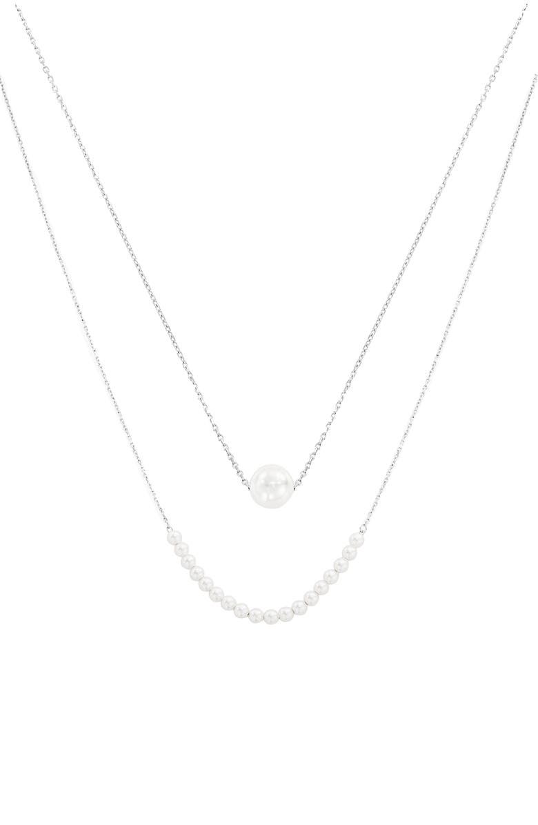 Bearfruit Jewelry 18K Gold Plated Sterling Silver Perfect Pearl Pair Necklace Set Holiday Gift Idea, Main, color, Silver