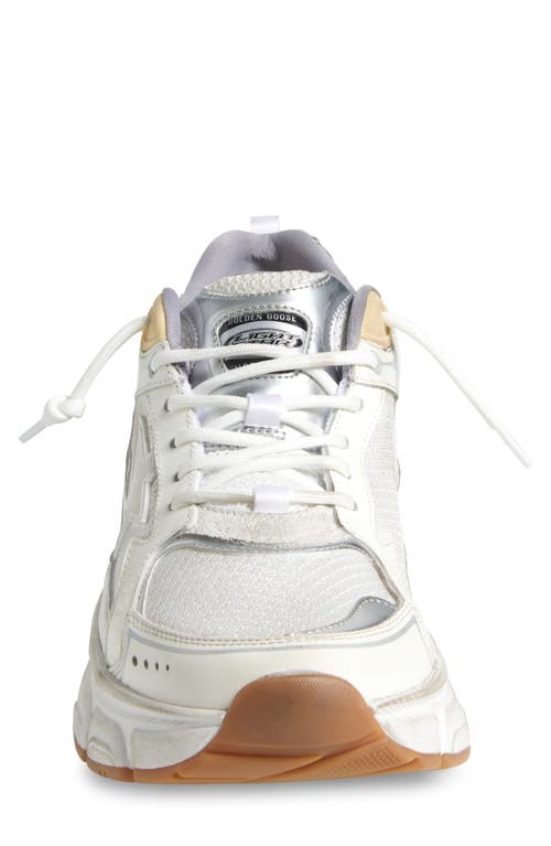 Golden Goose Lightstar White Low Top Sneakers With Logo Patch On The Tongue And Logo Lettering On The Heel In Lea In White/gold