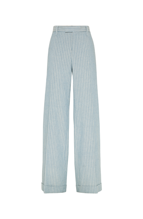 Brunello Cucinelli Loose Flared Trousers In Avio Blue