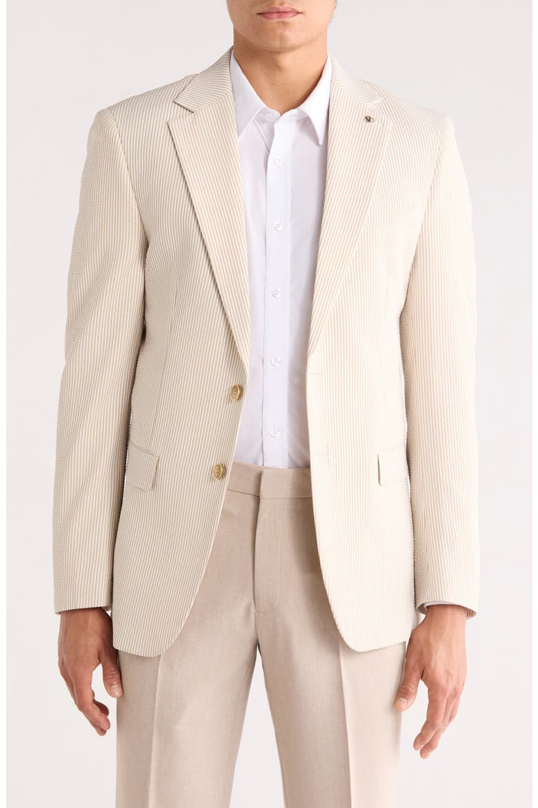 Seersucker Sport Coat, Main, color, TAN/WHITE