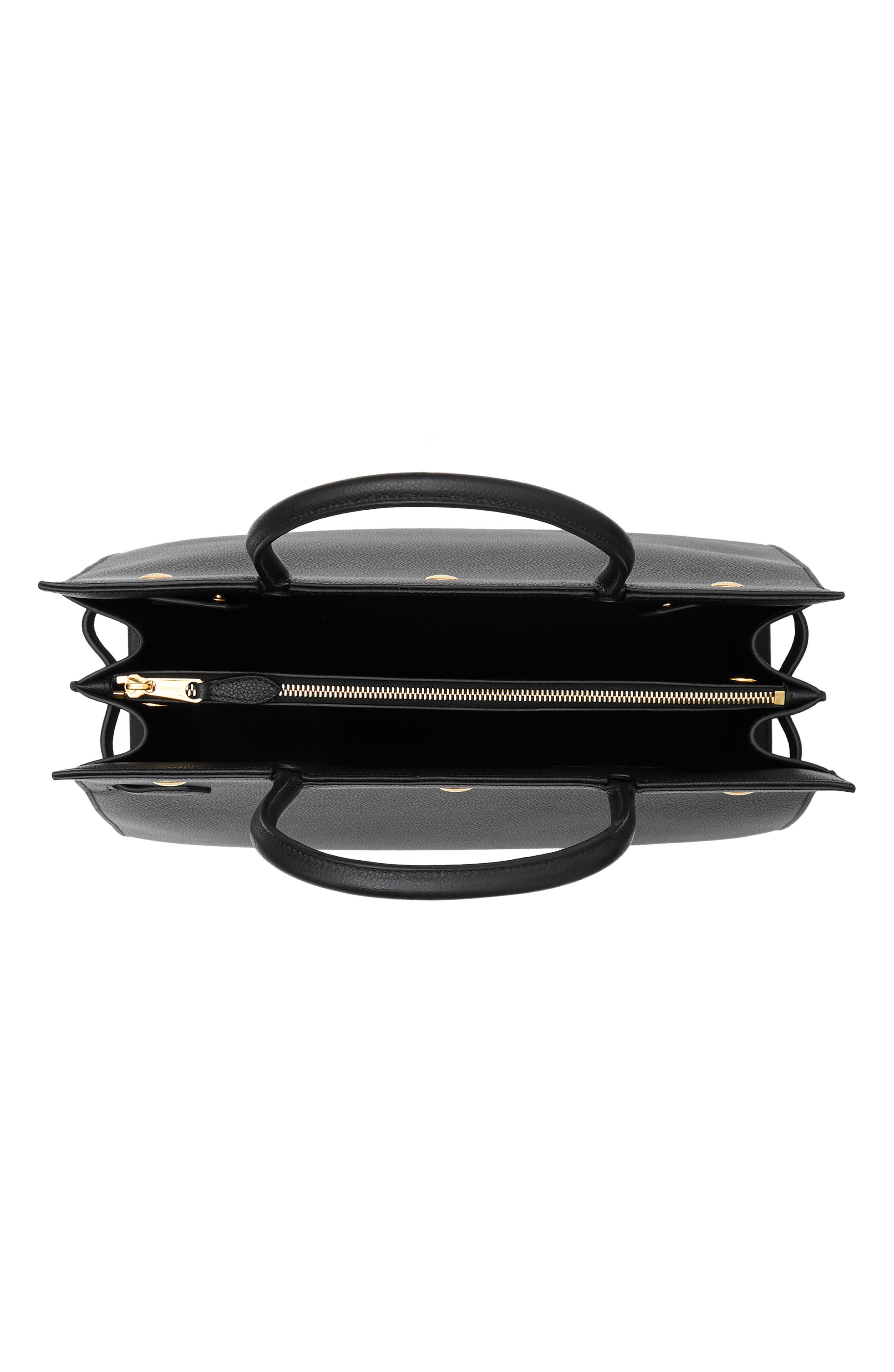 Medium Title Two-Handle Leather Bag, Alternate, color, BLACK