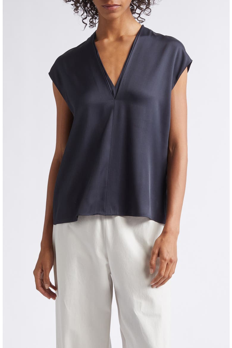 V-Neck Cap Sleeve Top, Main, color, INK