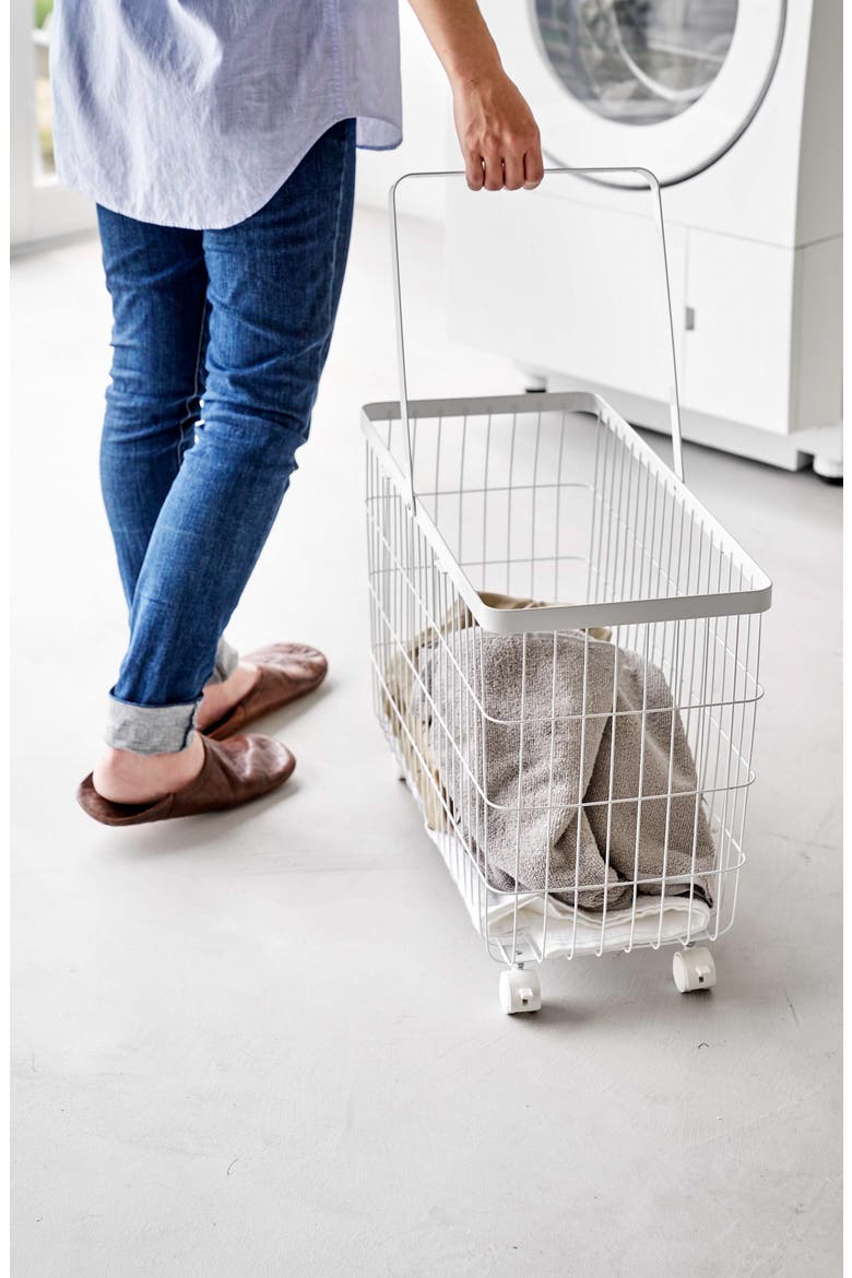 Rolling Laundry Basket, Alternate, color, WHITE