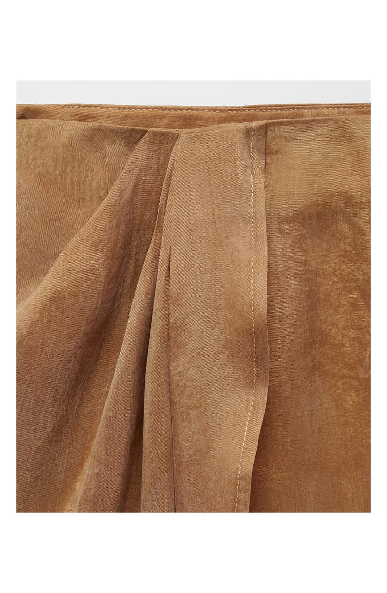 MANGO Side Slit Faux Wrap Skirt, Alternate, color, Tabacco Brown