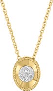 EFFY 14K Gold Plated Sterling Silver Pavé Diamond Oval Pendant Necklace