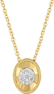 EFFY 14K Gold Plated Sterling Silver Pavé Diamond Oval Pendant Necklace