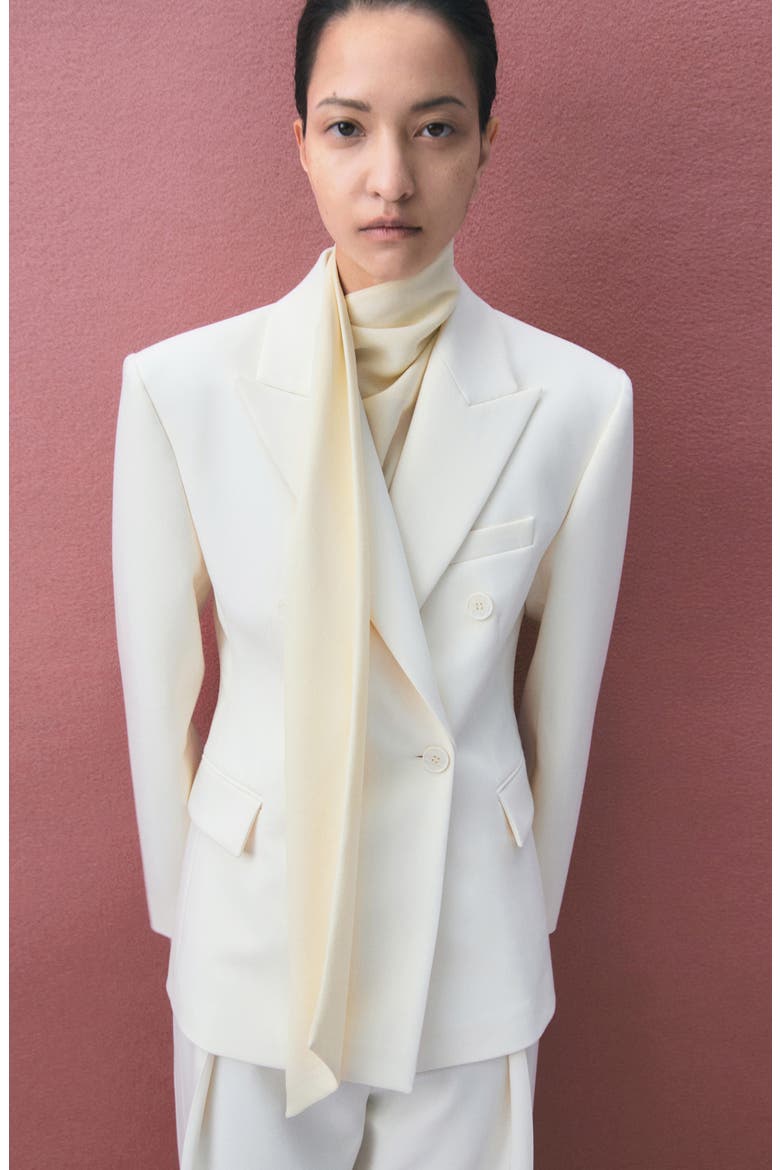 Fitted Double Breasted Blazer, Alternate, color, ECRU