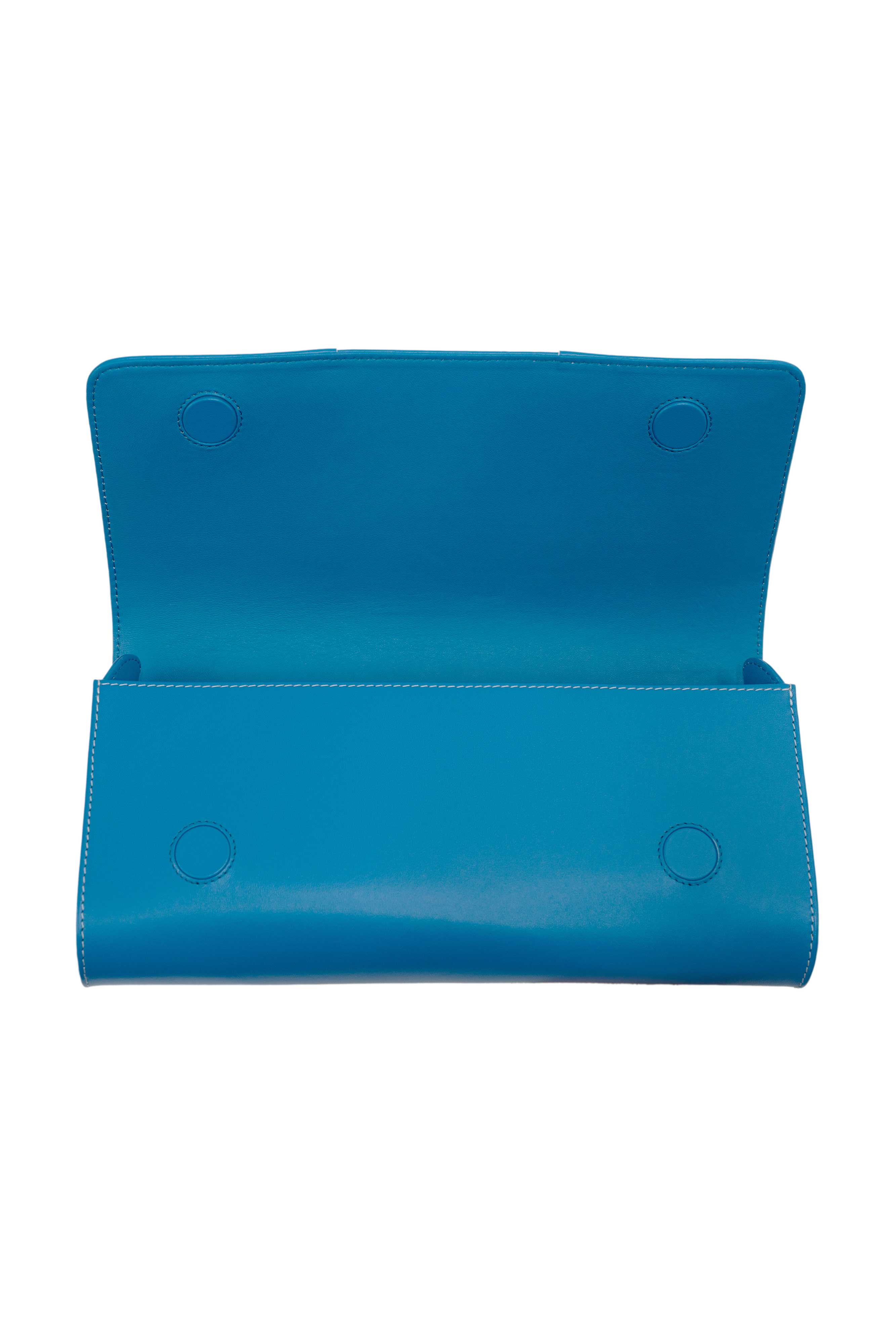 L'Asymetrique Clutch, Alternate, color, AZUR / WHITE