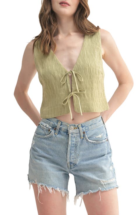 Textured Tie Front Top