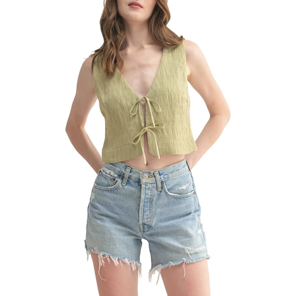 Lush Textured Tie Front Top