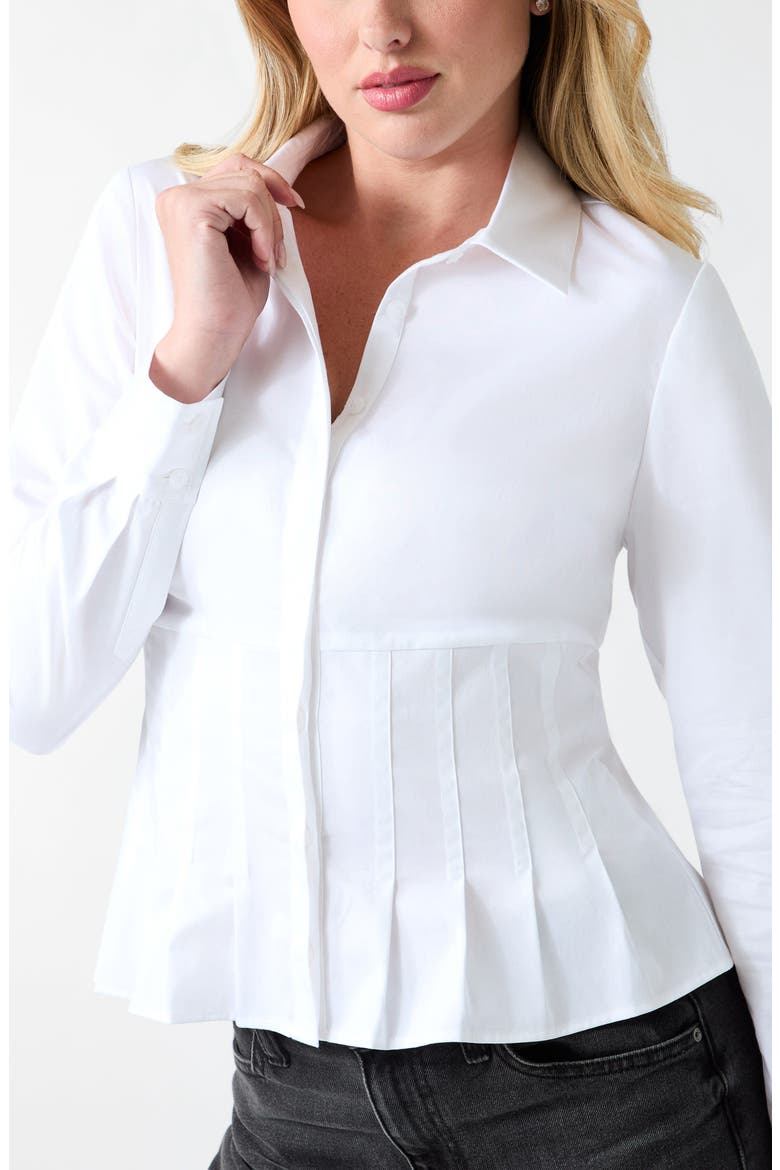 Serena Pleated Button Shirt, Alternate, color, G011-OPEN