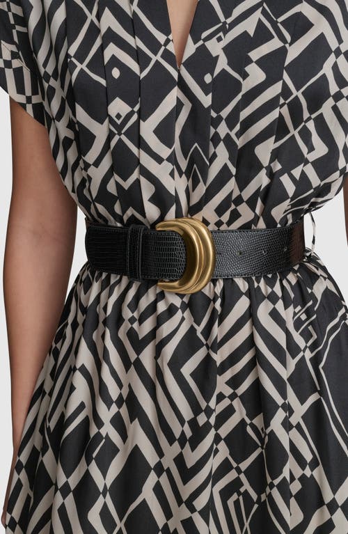 Donna Karan New York Print Belted Midi Dress In Black