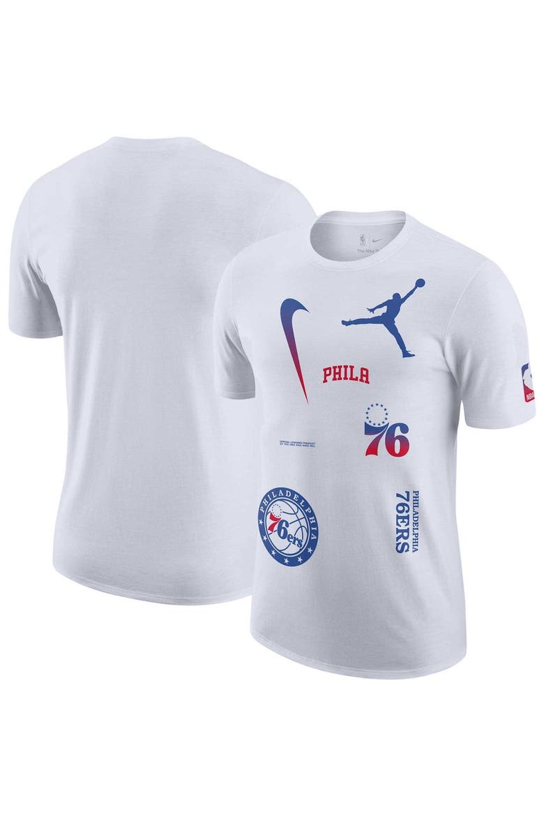 Men's Jordan Brand White Philadelphia 76ers Courtside Statement Edition Max90 T-Shirt, Main, color, White