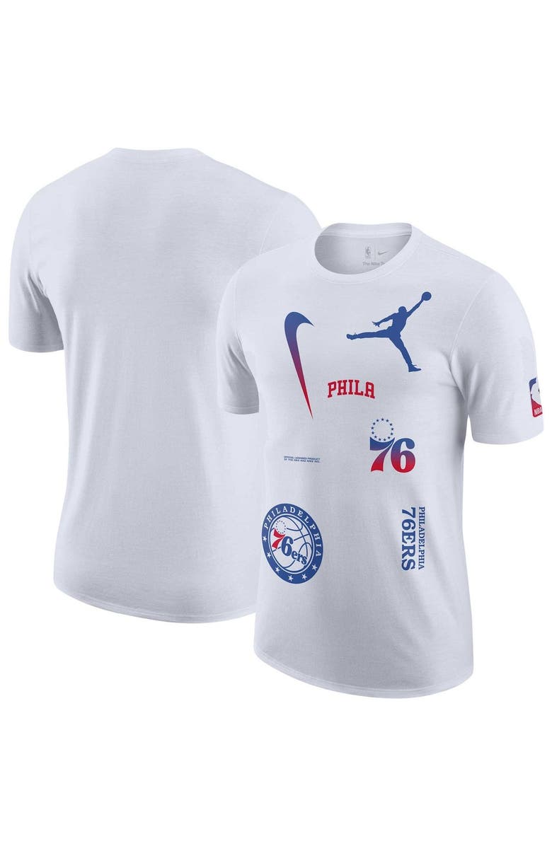 Jordan Brand Men's Jordan Brand White Philadelphia 76ers Courtside Statement Edition Max90 T-Shirt, Main, color, White