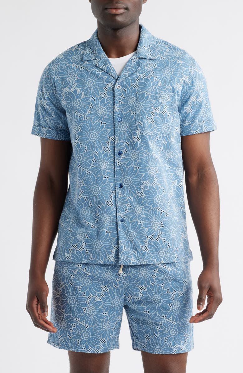 Rails Tyler Embroidered Eyelet Cotton Camp Shirt, Main, color, 