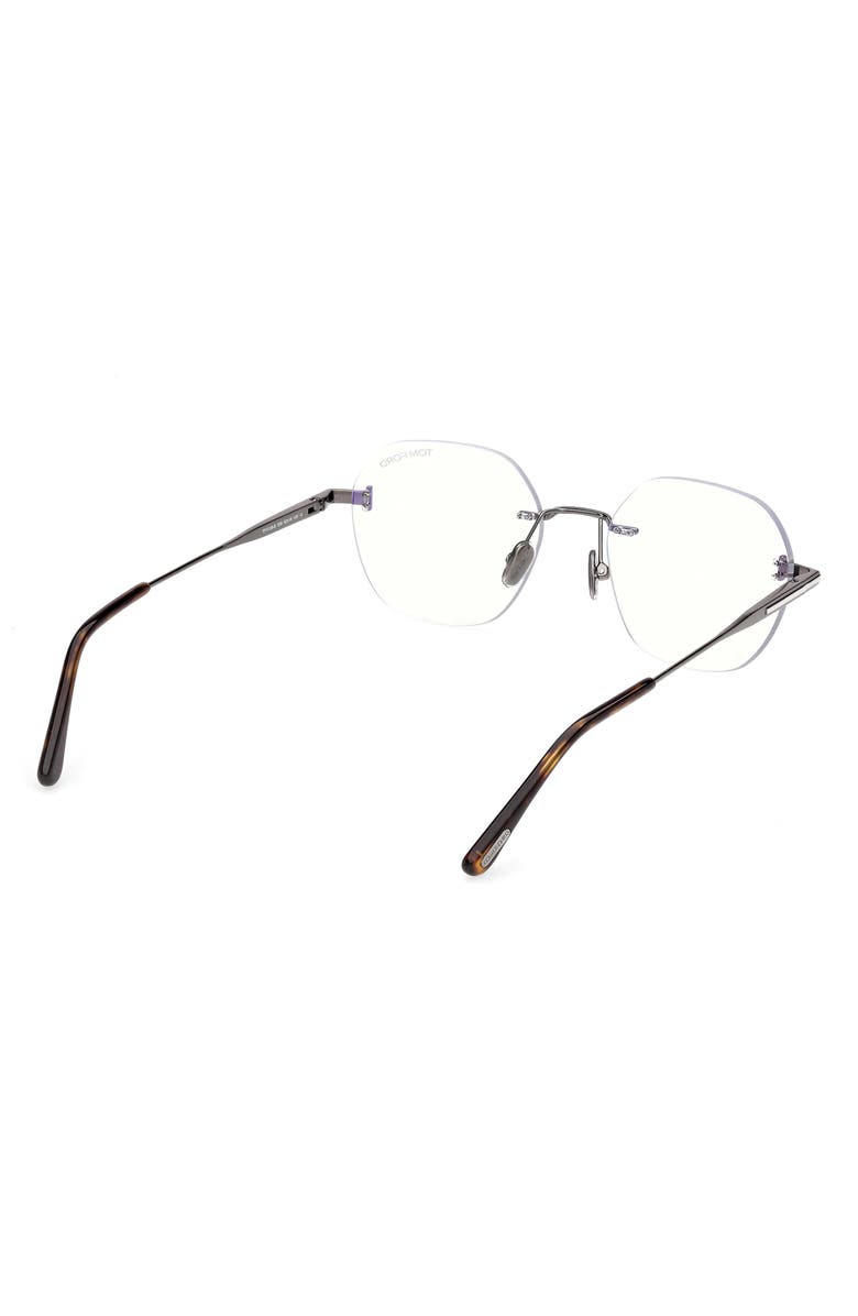 TOM FORD 52mm Geometric Optical Glasses, Alternate, color, Dark Gunmetal / Palladium